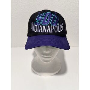 Vintage INDIANAPOLIS INDY 500 Spellout Hat Cap Black Adjustable Snapback Logo 7